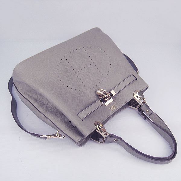 Best Hermes New Arrival Double-duty leather handbag Grey 60668